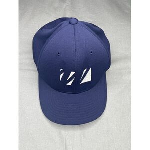 Sport-Tek Flexfit Hat S/M Navy Blue Athletic Cap White Polyester Stretch Fit